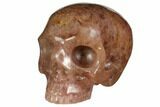 Realistic, Carved Strawberry Quartz Crystal Skull #150991-2